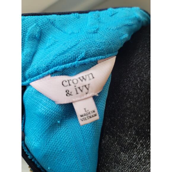 Crown and Ivy Sheath Dress Women Size Large Blue Textured Sleeveless Casual Chic - Picture 10 of 12